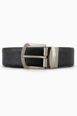 Emporio Armani Wendbarer Gürtel aus Leder mit durchgehendem Monogramm