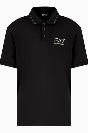 EA7 Kurz??rmliges Gold Label-Poloshirt aus Viskose-Jersey