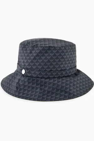 Emporio Armani Fischerhut aus Nylon mit durchgehendem Adlermotiv