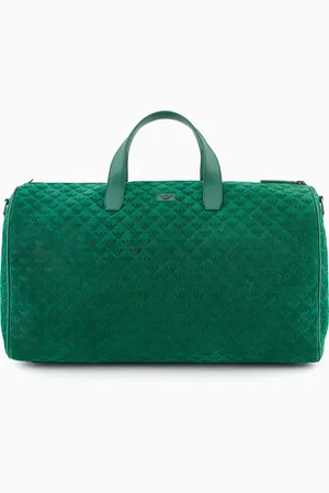 Emporio Armani Große Tasche aus Veloursleder mit durchgehender Adler-Prägung