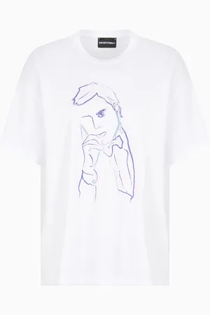 Emporio Armani ASV T-Shirt aus Jersey mit GA-Sketch