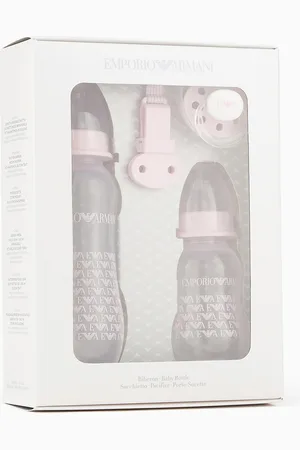 Emporio Armani Babycare-Geschenkset mit zwei Trinkflaschen, Schnuller und Kordel mit Clip