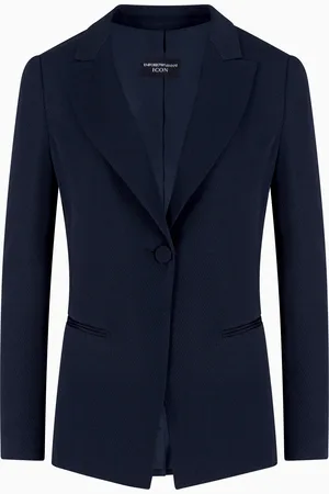 Emporio Armani Icon Einreihiger Blazer aus Acetatmischgewebe mit Karomuster