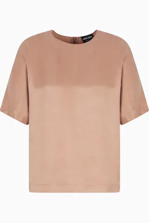 Giorgio Armani Bluse mit Rundhalsausschnitt, gefertigt aus Viskose und Cupro