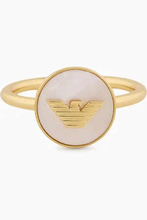Emporio Armani Ring mit zentralem Punkt aus goldfarbenem Messing