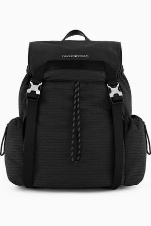 Emporio Armani Nylon-Rucksack mit Allover-Logo-Schriftzug aus Jacquard-Stoff