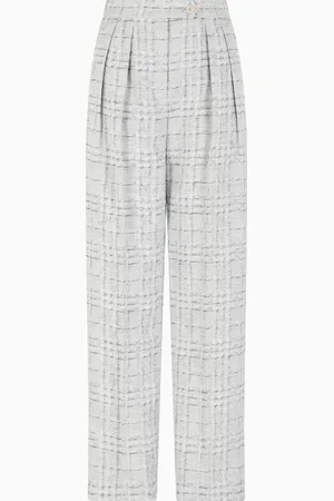 Emporio Armani Icon Hose mit Bundfalten aus Leinenmischgewebe mit Karomuster