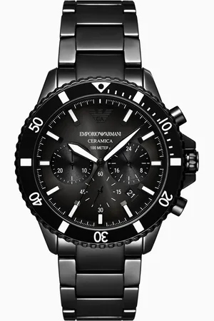 Emporio Armani Chronograph mit schwarzem Keramikarmband