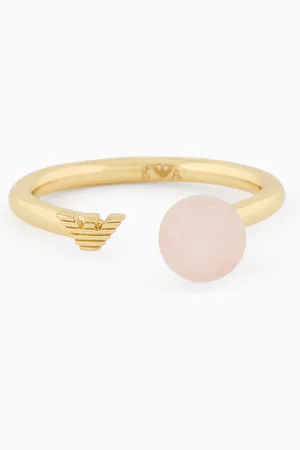Emporio Armani Ring mit zentralem Punkt aus goldfarbenem Messing