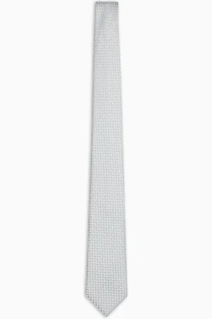 Emporio Armani Krawatte aus Seiden-Mischung mit Fischgratmuster in Jacquard-Stoff-Verarbeitung