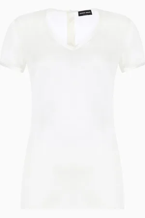 Giorgio Armani Bluse aus Seidencharmeuse mit V-Ausschnitt