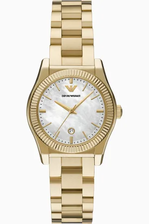 Emporio Armani Edelstahl-Uhr mit drei Zeigern und Datumsanzeige