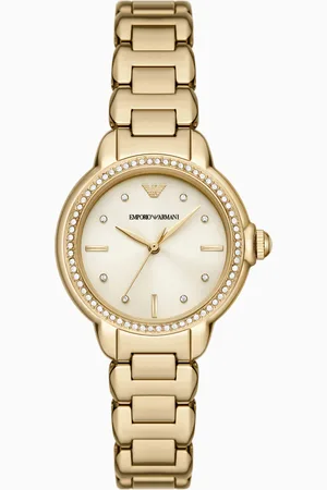 Emporio Armani Dreizeigeruhr mit Armband aus goldfarbenem Edelstahl