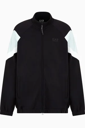 EA7 7 Lines Sweatshirt mit Rei??verschluss, gefertigt aus Baumwoll-Jersey
