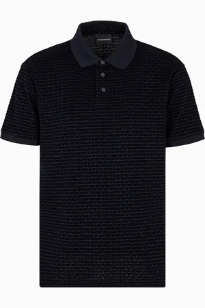 Emporio Armani ASV Poloshirt aus Jersey-Lyocell-Mischung mit geflocktem Allover-ASV-Logo
