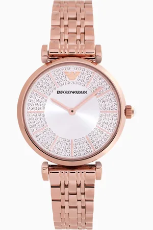 Emporio Armani Quarzuhr mit zwei Zeigern und Armband aus rostfreiem Stahl mit Beschichtung in Roségold