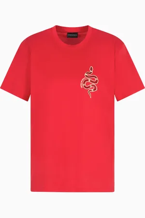 Emporio Armani ASV T-Shirt aus merzerisiertem Jersey mit Print zum Mondneujahr