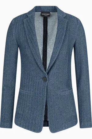 Emporio Armani Einreihiger Blazer aus Jersey mit Chevron-Motiv