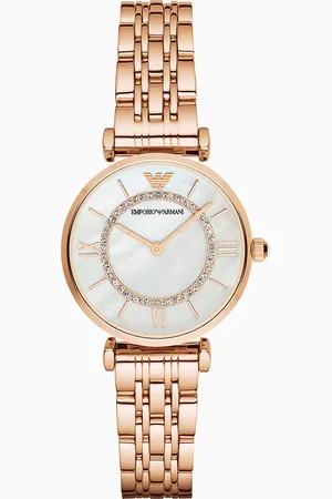 Emporio Armani Damen-Zweizeigeruhr mit roségoldfarbenem Edelstahlarmband