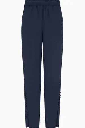 Emporio Armani Hose aus Crêponne mit Knopf-Detail am Beinabschluss