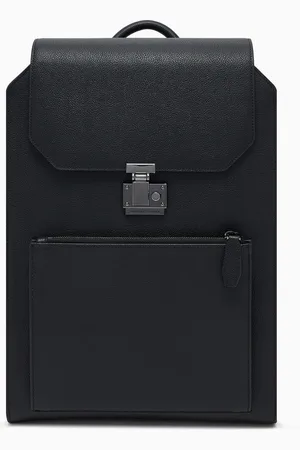 Emporio Armani Rucksack aus getrommeltem Leder, mit Klappe und Laptopfach