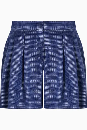 Emporio Armani Bundfalten-Shorts aus Cupro-Mischung mit Karo-Muster