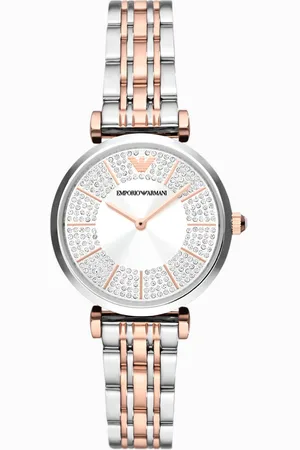 Emporio Armani Zweifarbige Uhr aus Edelstahl mit zwei Zeigern