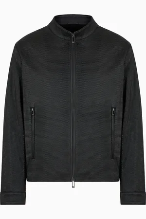 Emporio Armani Blouson aus teilweise pflanzlich gegerbtem, perforiertem Lammnappaleder