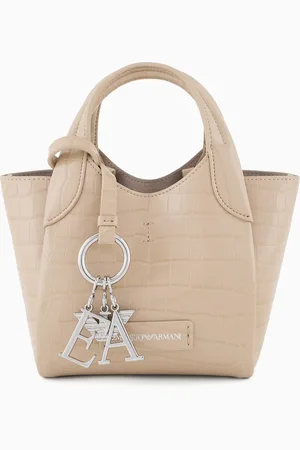 Emporio Armani Kleiner Shopper mit Kroko-Print-Finish und Logo-Anhänger