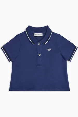 Emporio Armani Poloshirt aus Stretch-Pikee mit gestreiften Bündchen