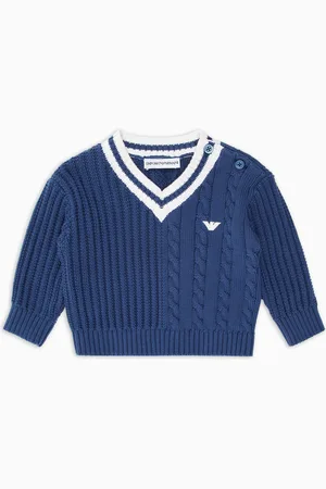 Emporio Armani Pullover mit V-Ausschnitt und doppelter Verarbeitung