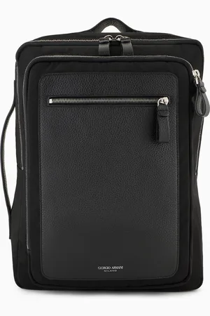 Giorgio Armani ASV Rucksack aus Nylon und vollnarbigem Leder