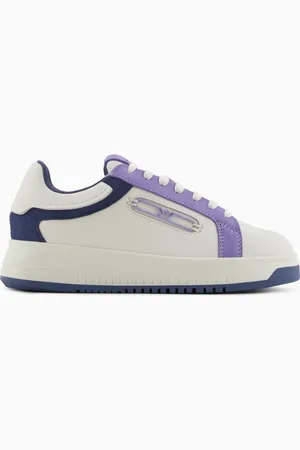 Emporio Armani Sneaker aus Leder mit Veloursleder-Details und Adler-Plakette