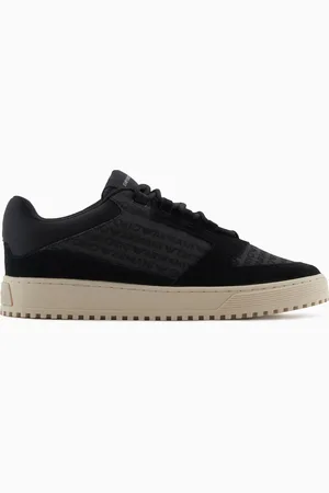 Emporio Armani Sneaker aus Jacquard-Stoff mit Logo-Schriftzug und Veloursleder