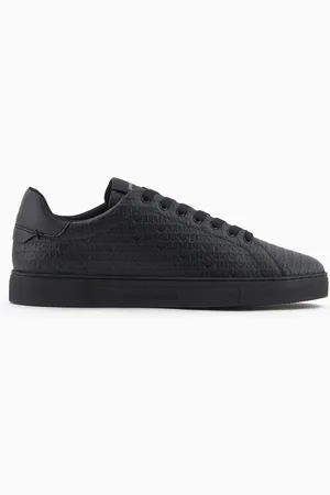 Emporio Armani Sneaker aus Leder mit durchgehendem Allover-Logo