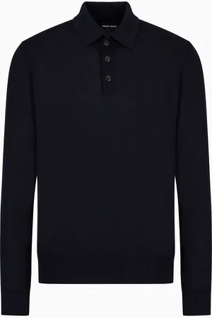 Giorgio Armani Poloshirt mit langen Ärmeln aus Schurwolle