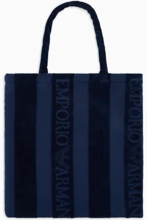 Emporio Armani Beachwear Shopper aus Frottee mit Streifen und Logo
