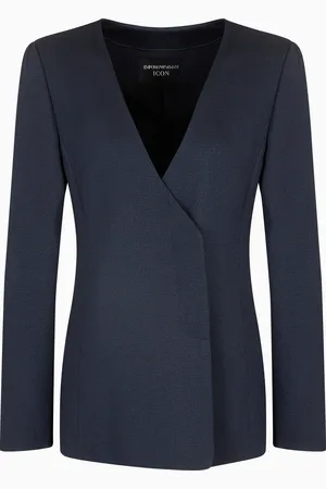Emporio Armani Icon Jacke mit V-Ausschnitt, aus Sablé-Gewebe
