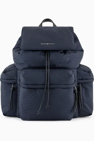 Emporio Armani Nylon-Rucksack mit Allover-Logo-Schriftzug aus Jacquard-Stoff