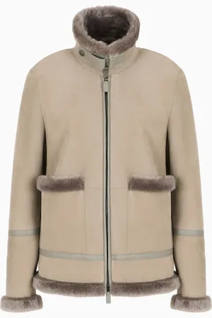 Emporio Armani Jacke der Icon-Sonderkollektion aus spanischem Merino-Lammfell-Shearling in Wildleder-Optik