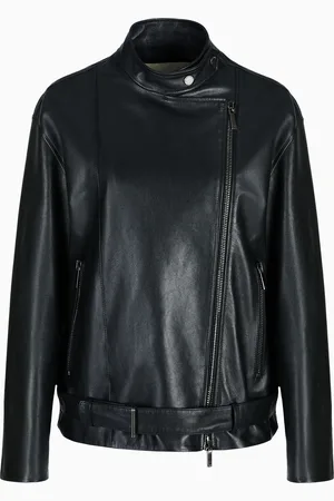 Emporio Armani Oversize-Jacke aus der Black Blue ASV-Sonderkollektion, gefertigt aus vegetabil gegerbtem Lammnappaleder