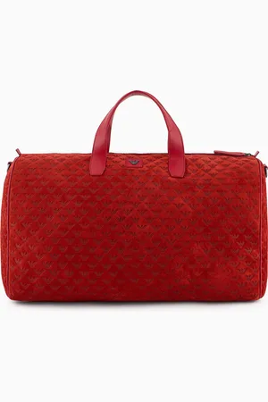 Emporio Armani Große Tasche aus Veloursleder mit durchgehender Adler-Prägung
