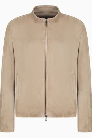 Emporio Armani Jacke mit durchgehendem Reißverschluss aus Ziegen-Veloursleder