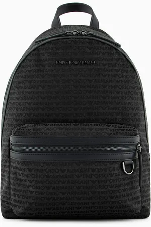 Emporio Armani Rucksack aus Jacquard-Stoff mit Allover-Schriftzug