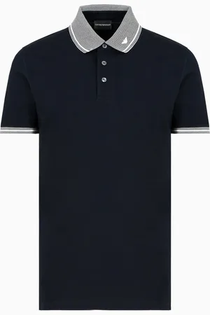 Emporio Armani Poloshirt in Pikee mit abgesetzter Kante am Kragen