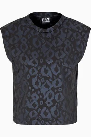 EA7 Graphic Series Top mit Rundhalsausschnitt aus Baumwollstretch