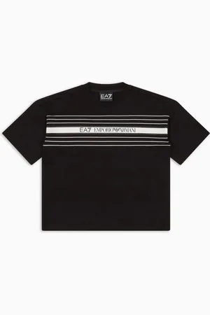 EA7 Logo Series Boy T-Shirt mit Rundhalsausschnitt aus Baumwolle