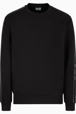 EA7 Logo Series Sweatshirt mit Rundhalsausschnitt aus Baumwoll-Jersey