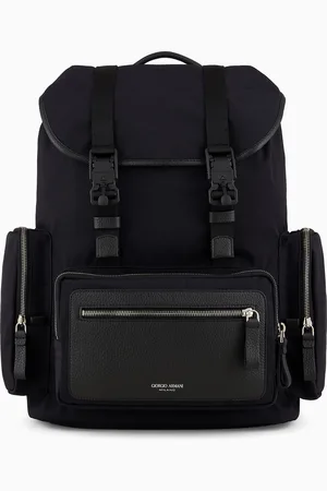 Giorgio Armani Rucksack aus recyceltem Nylon und genarbtem Leder