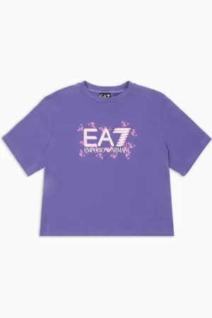 EA7 Logo Series Girl T-Shirt aus Baumwollstretch